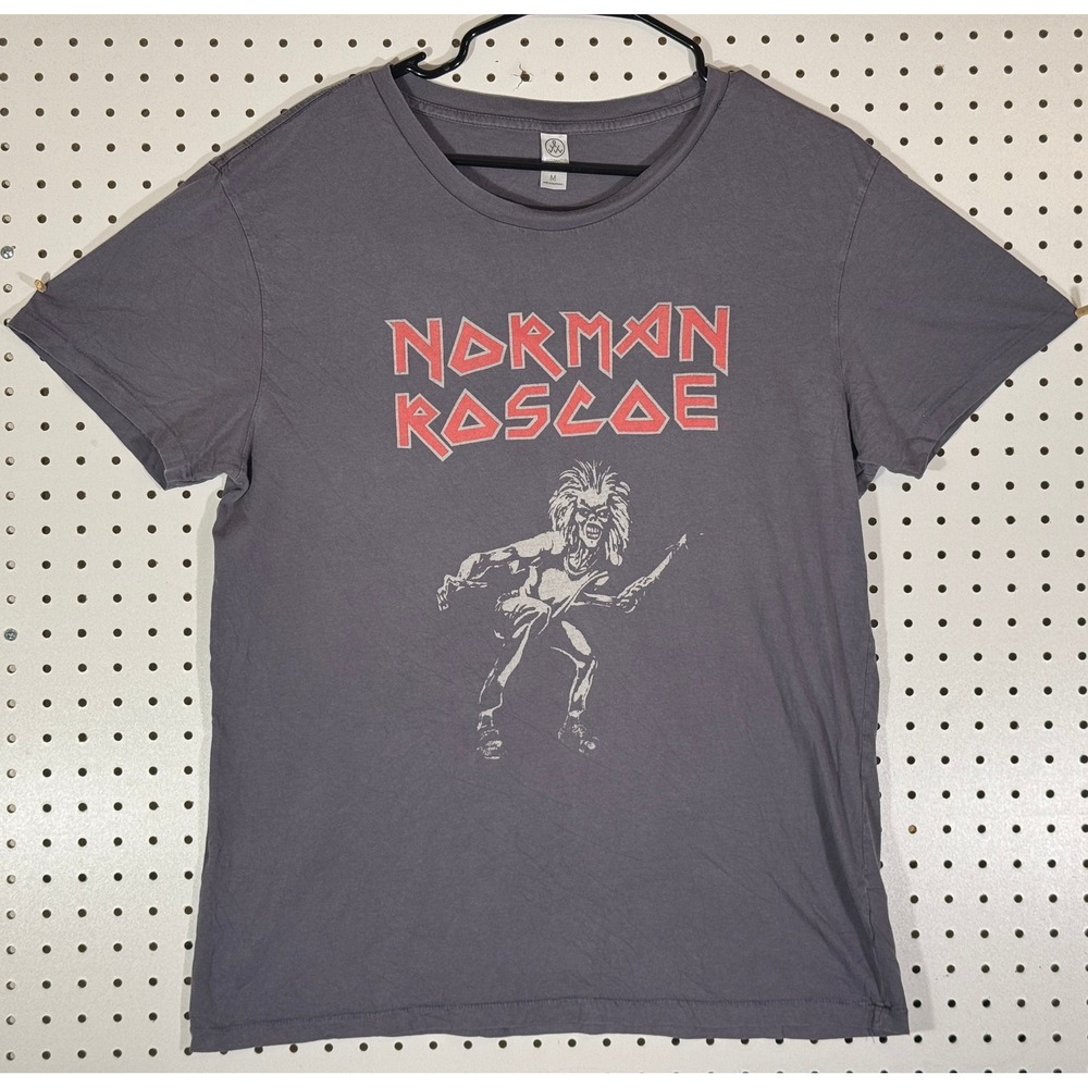 Norman Roscoe Alternative Apparel Graphic T-Shirt Mens Medium Gray Iron Maiden